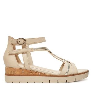 Sandały Tamaris. Brązowe sandały Tamaris, bez wzorów, bez obcasa, na płaskiej podeszwie, bez zapięcia. Za 299,99 zł.