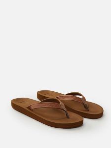Rip Curl Japonki w kolorze jasnobrązowym rozmiar: 37. Brązowe klapki Rip Curl, bez wzorów, z otwartym noskiem, bez obcasa. Za 57,20 zł.