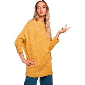 Miodowy Melanżowy Oversizowy Sweter z Półgolfem. Pomarańczowe swetry klasyczne MOE, l, z materiału, bez kołnierzyka. Za 223,90 zł.