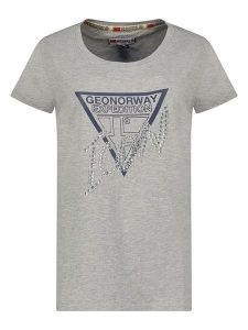 Geographical Norway Koszulka "Jalimar" w kolorze szarym rozmiar: XL. Szare bluzki Geographical Norway, xl, bez wzorów, bez kołnierzyka, bez ramiączek. Za 43,88 zł.