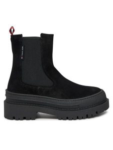 Tommy Jeans Sztyblety Tjw Foxing Chelsea Suede EN0EN02631 Czarny. Czarne botki Tommy Jeans, bez wzorów, z jeansu, bez obcasa, na płaskiej podeszwie, bez zapięcia. Za 459,99 zł.