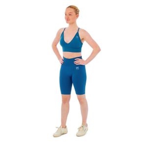 Damski zestaw sportowy Xtreme - krótkie legginsy + biustonosz sportowy-Niebieski. Niebieskie legginsy XTREME SOCKSWEAR, bez wzorów, krótkie. Za 172,99 zł.