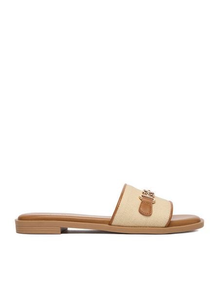 Nine West Klapki CEO-678322-84 Beżowy. Brązowe klapki Nine West, bez wzorów, z materiału, bez obcasa. Za 149,99 zł.