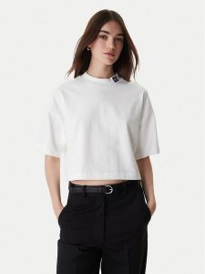 HUGO T-Shirt Damelody 50561189 Biały Regular Fit. Białe t-shirty Hugo, s, bez wzorów, z bawełny, bez kołnierzyka, bez ramiączek. Za 279,99 zł.