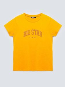 BIG STAR Koszulka w kolorze żółtym rozmiar: XXL. Żółte bluzki Big Star, xxl, bez wzorów, z bawełny, retro, bez kołnierzyka, bez ramiączek. Za 32,99 zł.