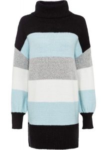 Długi sweter w paski. Czarne długie swetry bonprix, bez wzorów. Za 117,99 zł.