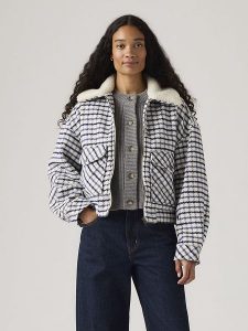 Levi's Kurtka w kolorze biało-granatowym rozmiar: S. Białe kurtki Levi's®, s, z aplikacjami, bez kaptura. Za 214,19 zł.