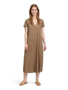 Vera Mont Sukienka w kolorze jasnobrązowym rozmiar: 36. Brązowe sukienki Vera Mont, bez wzorów, bez kołnierzyka, bez ramiączek, midi. Za 195,99 zł.