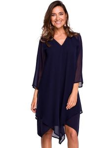 Stylove Sukienka w kolorze granatowym rozmiar: XXL. Niebieskie sukienki Stylove, xxl, bez wzorów, bez kołnierzyka, bez ramiączek, mini. Za 149,31 zł.