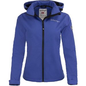 Kurtka softshell damska Spitsbergen — wiatroszczelna, hydrofobowa. Fioletowe kurtki GOLF, bez wzorów, z softshellu. Za 270,99 zł.