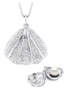 Pearl Addict Srebrny naszyjnik z perłą - dł. 42 cm rozmiar: onesize. Szare naszyjniki Pearl Addict, z cyrkonią, srebrne. Za 279,95 zł.