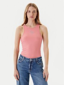 Guess Top W5GP57 KCV52 Różowy Regular Fit. Czerwone topy Guess, xxl, z aplikacjami, z syntetyku, bez kołnierzyka, bez ramiączek. Za 122,00 zł.