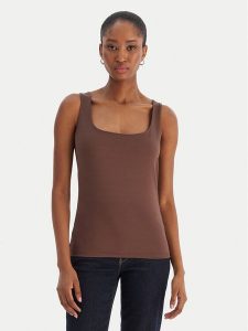 Vero Moda Top Million 10305800 Brązowy Regular Fit. Brązowe topy Vero Moda, xs, bez wzorów, z syntetyku, bez kołnierzyka, bez ramiączek. Za 79,99 zł.