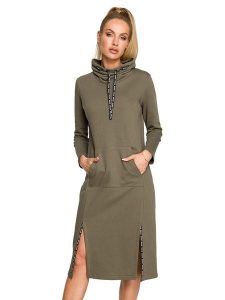 Made of emotion Sukienka w kolorze khaki rozmiar: XL. Brązowe sukienki Made Of Emotion, xl, bez wzorów, bez kołnierzyka, bez ramiączek, midi. Za 161,34 zł.