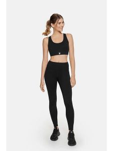 Cardio Bunny Legginsy sportowe "Eclipse" w kolorze czarnym rozmiar: S. Czarne legginsy Cardio Bunny, s, bez wzorów, z materiału, z podwyższonym stanem, outdoorowe. Za 89,88 zł.