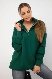 Bluza z suwakiem i kieszeniami zielona. Zielone bluzy KESI, l, bez wzorów, z bawełny, bez kaptura. Za 178,78 zł.
