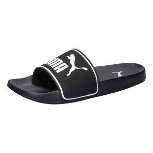 Puma Leadcat 2.0 - Klapki kąpielowe czarno-białe unisex. Białe klapki Puma, bez wzorów, z materiału, bez obcasa. Za 108,35 zł.