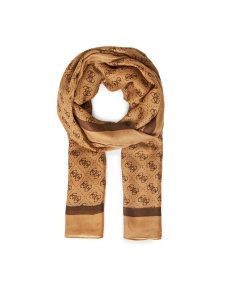 Guess Szal AW5341 POL03 Brązowy. Brązowe rękawiczki Guess, z aplikacjami, z materiału. Za 199,99 zł.