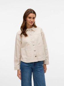 Vero Moda Kurtka przejściowa w kolorze kremowym rozmiar: M. Brązowe kurtki Vero Moda, m, bez wzorów, bez kaptura. Za 105,63 zł.