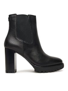 LAUREN RALPH LAUREN Botki Layne Bo Bte 802974391001 Czarny. Czarne botki Lauren Ralph Lauren, bez wzorów, ze skóry, bez obcasa, na słupku, bez zapięcia. Za 589,99 zł.