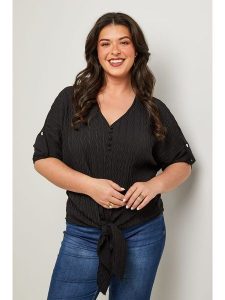 Curvy Lady Bluzka w kolorze czarnym rozmiar: 48/50. Czarne bluzki Curvy Lady, bez wzorów, klasyczne, bez kołnierzyka, bez ramiączek. Za 92,21 zł.