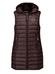 Geographical Norway Kamizelka pikowana "Vatikamap" w kolorze ciemnobrązowym rozmiar: XL. Brązowe kamizelki Geographical Norway, xl, bez wzorów, bez kołnierzyka, bez ramiączek, bez kaptura. Za 152,45 zł.