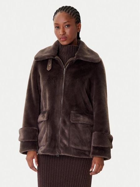 Bomboogie Futro GW9190TFSB5 Brązowy Regular Fit. Brązowe płaszcze Bomboogie, bez wzorów, z futra, bez kaptura. Za 649,99 zł.