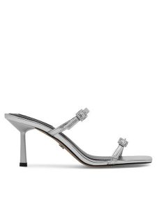 Nine West Klapki ZL23005-1CC Srebrny. Szare klapki Nine West, bez wzorów, ze skóry, bez obcasa. Za 143,99 zł.