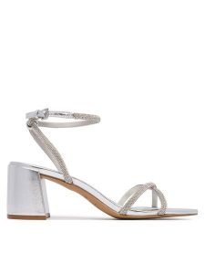 Aldo Sandały Boucliette 14344619 Srebrny. Szare sandały ALDO, bez wzorów, ze skóry, bez obcasa, na słupku, bez zapięcia. Za 319,99 zł.