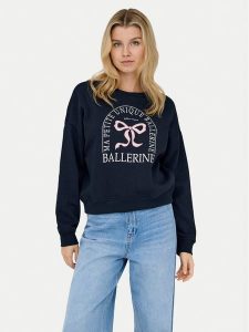 ONLY Bluza 15254183 Granatowy Loose Fit. Niebieskie bluzy ONLY, xs, bez wzorów, z bawełny, bez kaptura. Za 129,99 zł.