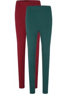 Legginsy ze stretchem (2 pary), z bawełny organicznej. Czarne legginsy bonprix, bez wzorów, z bawełny, długie. Za 102,99 zł.